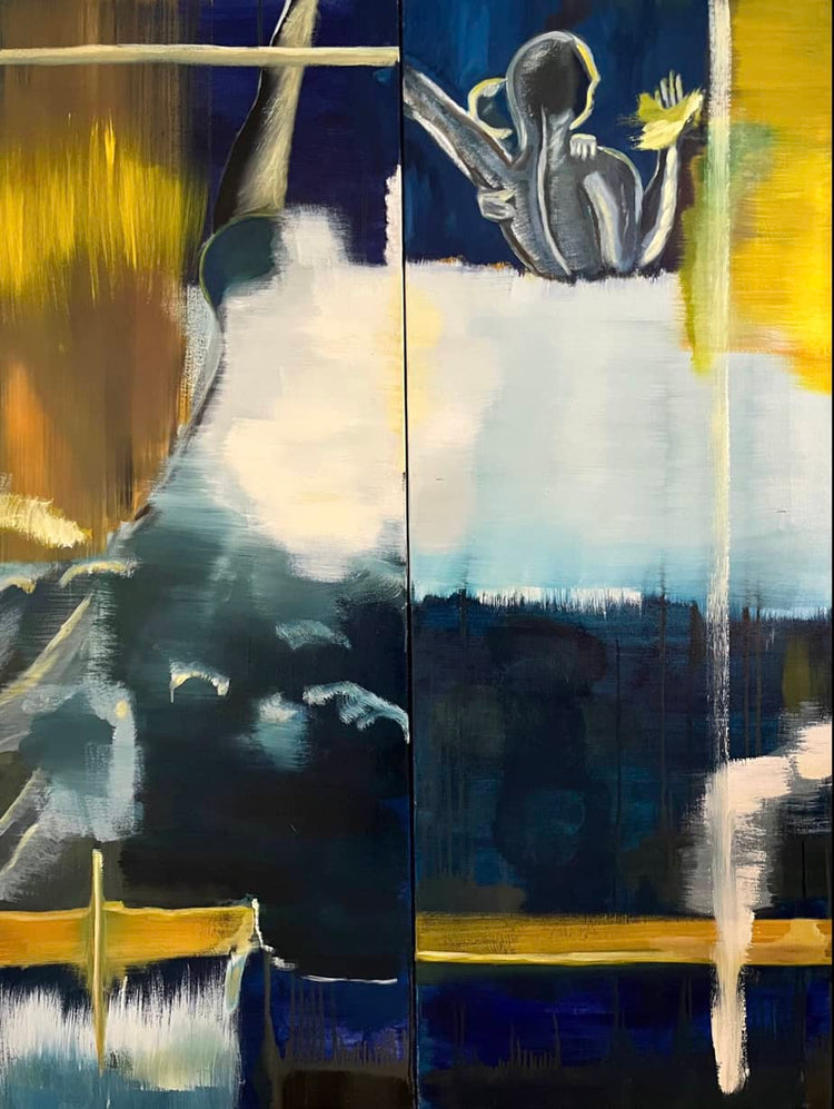 Abstract Figures in Landscape,Oil on Canvas #10 - Laurie Rubell