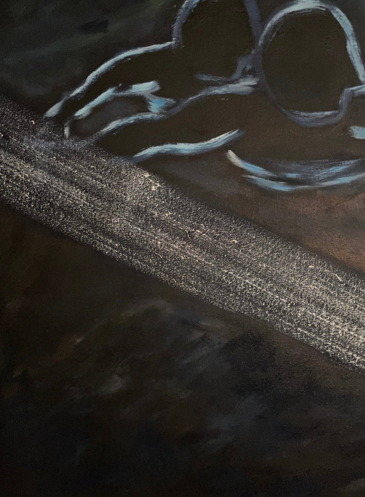 Night revealing abstract oil painting detail Laurie Rubell