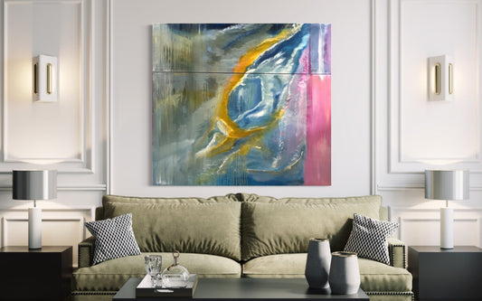 Abstract Figures in Landscape,Oil on Canvas #38 - Laurie Rubell