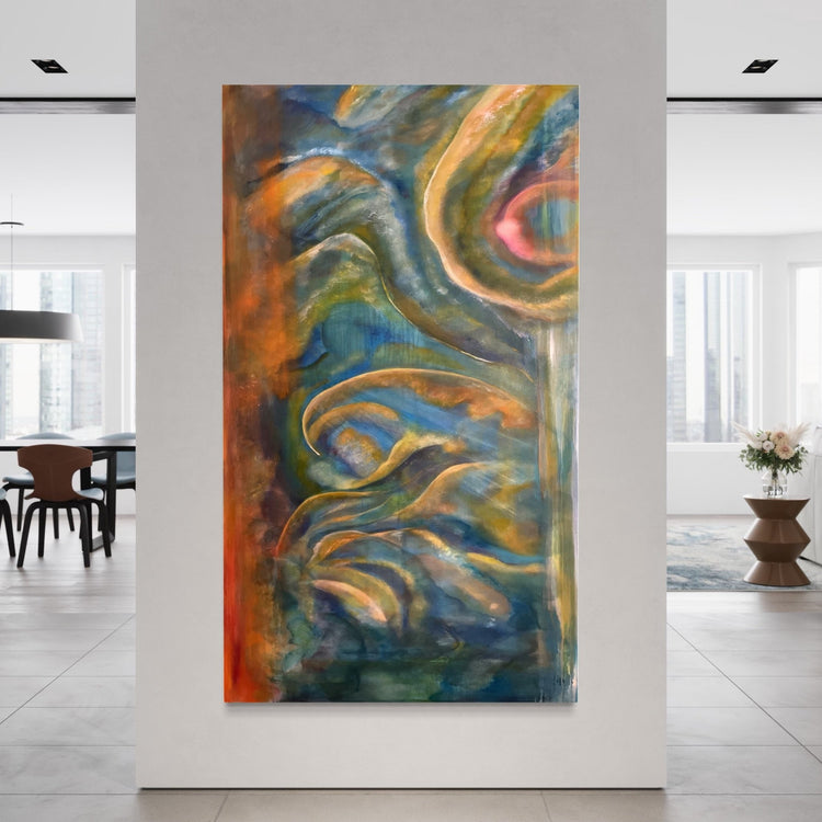 Ascending Landscape abstract oil painting by Laurie Rubell, full view