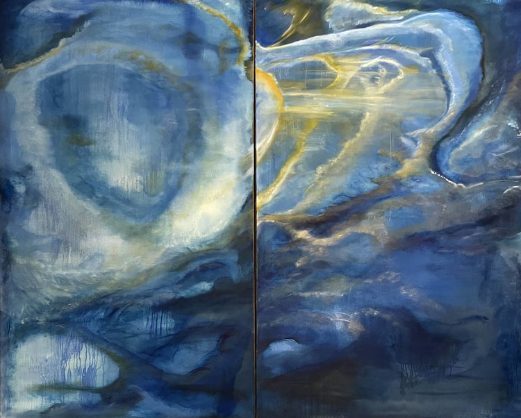 Collapsing the sky,Abstract oil painting - Laurie Rubell