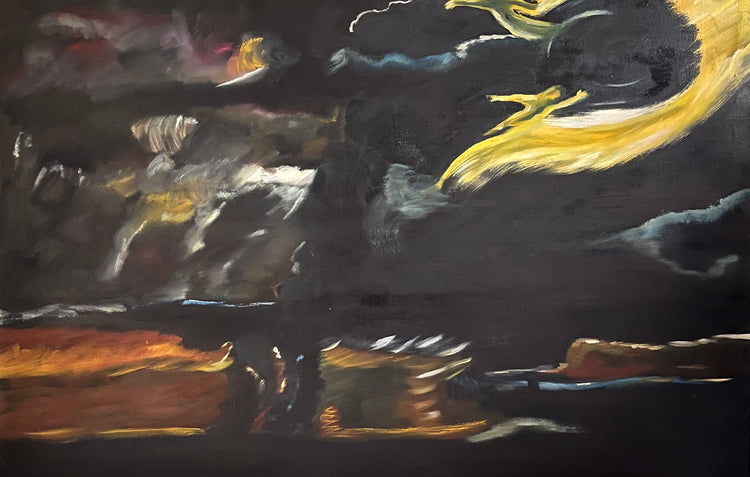 Abstract Figures in Landscape,Oil on Canvas #11 - Laurie Rubell