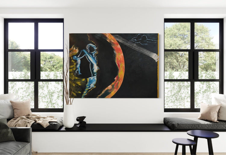 Night revealing abstract oil painting - Laurie Rubell