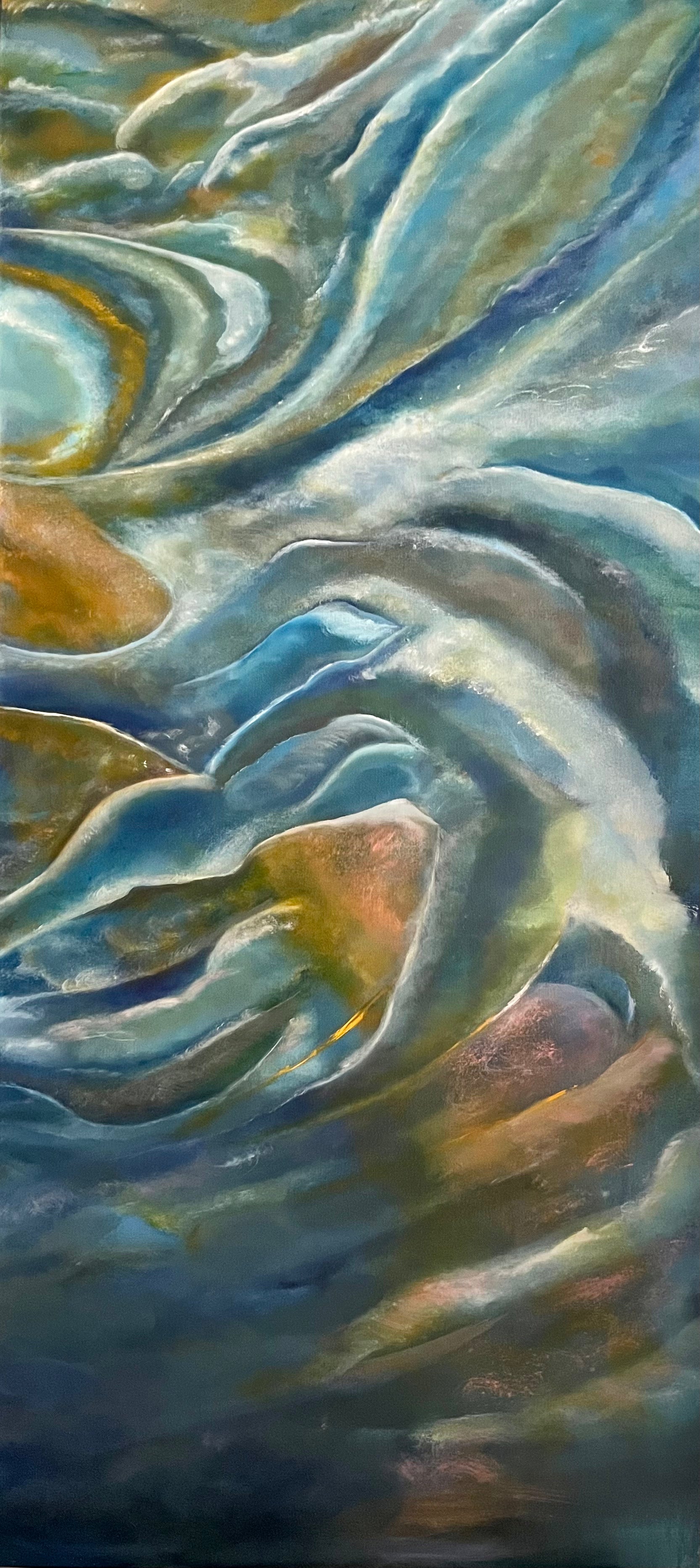     Detail of Abstract the Warm Evening Sky, abstract oil painting by Laurie Rubell
