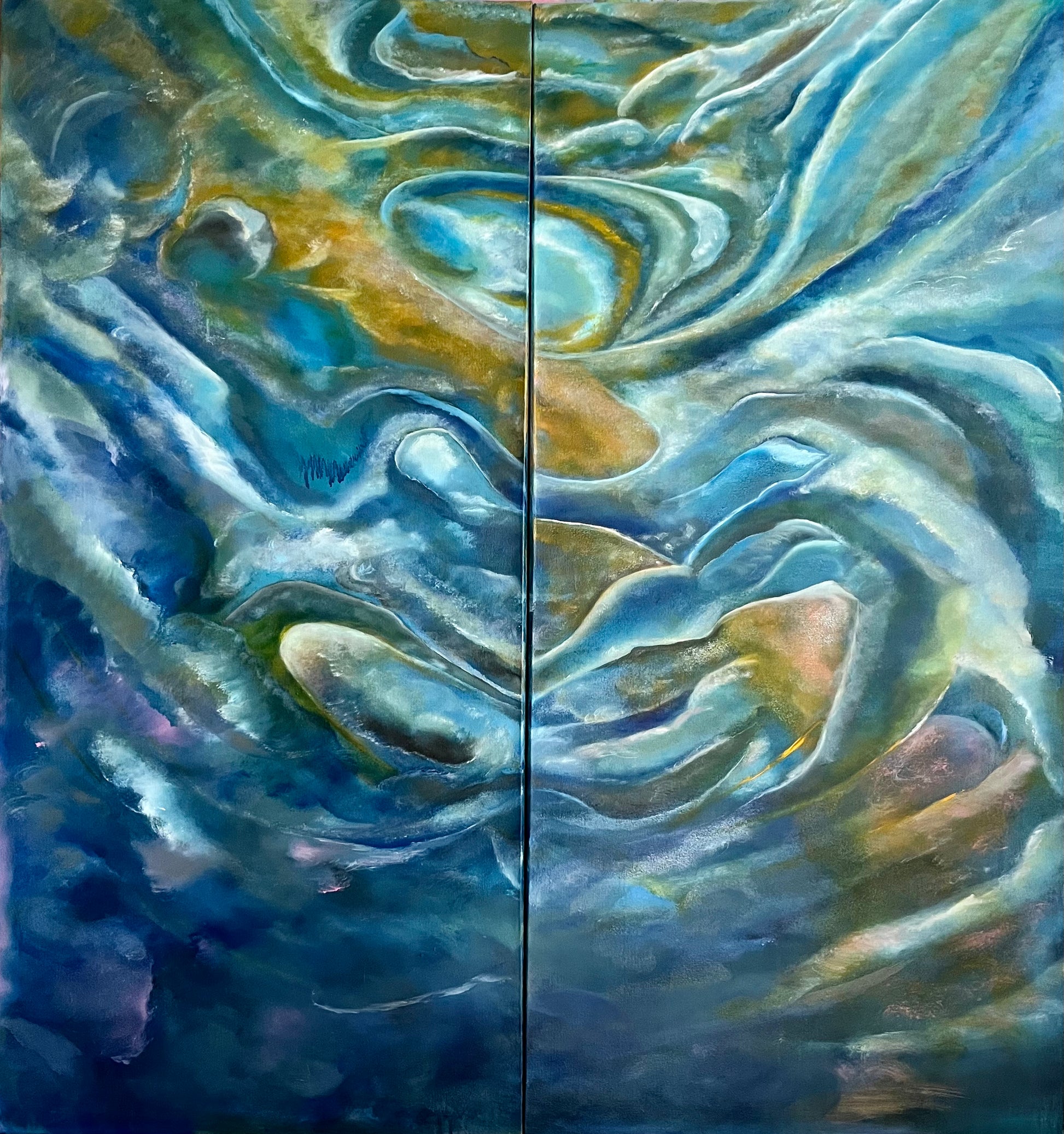 Abstract the Warm Evening Sky, abstract oil painting by Laurie Rubell