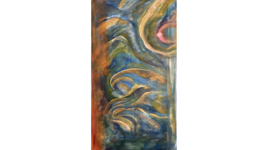 Ascending Landscape, modern abstract oil painting by Laurie Rubell
