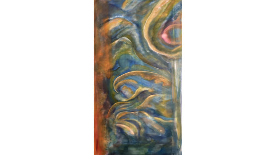 Ascending Landscape, modern abstract oil painting by Laurie Rubell