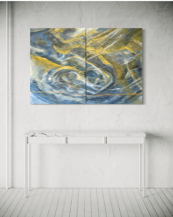 Sometimes all at once, Abstract figurative oil painting. - Laurie Rubell interior view 2