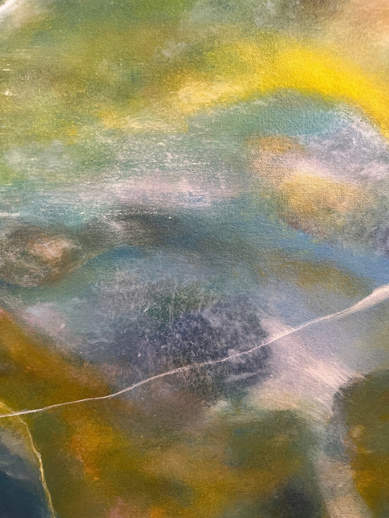 detail of Sometimes all at once, Abstract Figurative oil painting. - Laurie Rubell