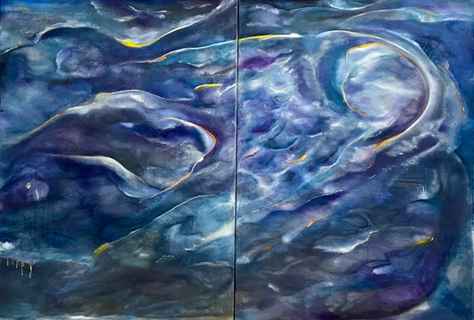 Under Autumn Ashes in Pompeii Abstract Figurative Oil Painting - Laurie Rubell