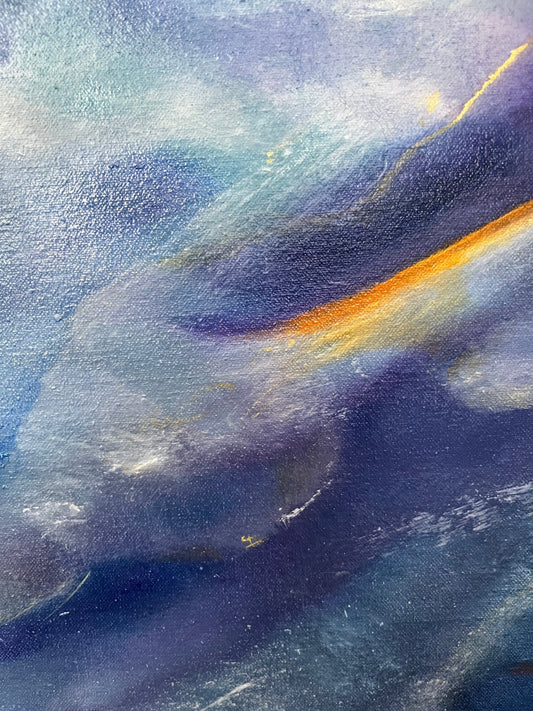 detail of Under Autumn Ashes in Pompeii Abstract Figurative Oil Painting - Laurie Rubell