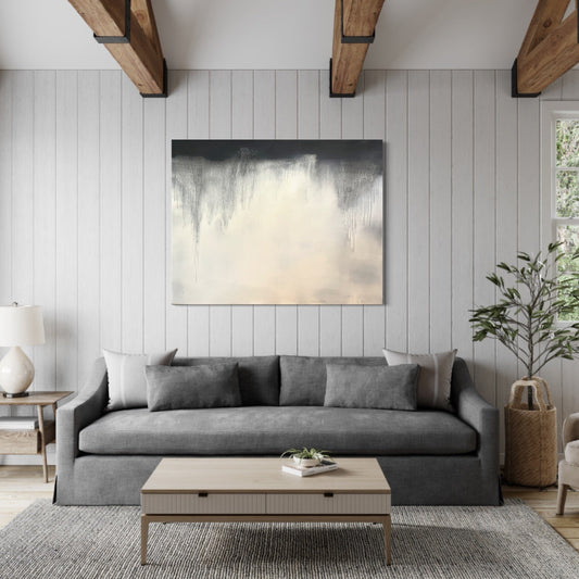Abstract Black and White Oil on Canvas #13 - Laurie Rubell interior view