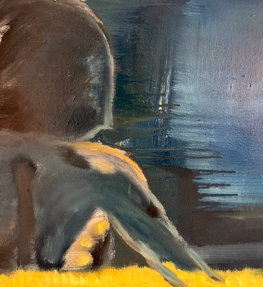 Detail of Abstract Figure in Landscape Oil Painting #20 by Laurie Rubell