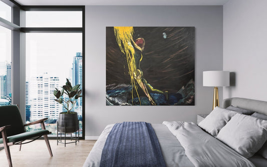 Abstract Figure in Landscape,Oil on Canvas #5 - Laurie Rubell interior view on a wall 