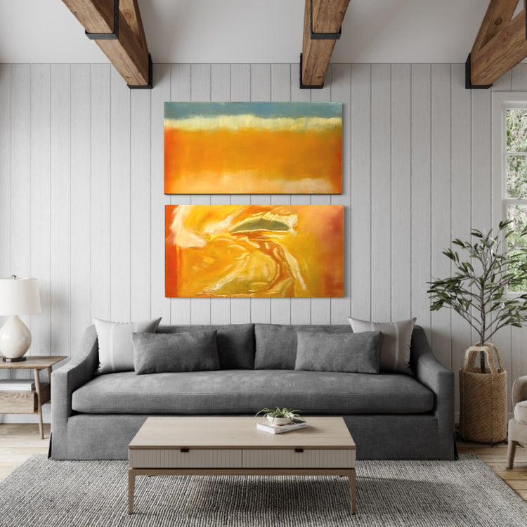  Abstract Figures in Landscape, Oil Painting #17 shown with the two canvases separated