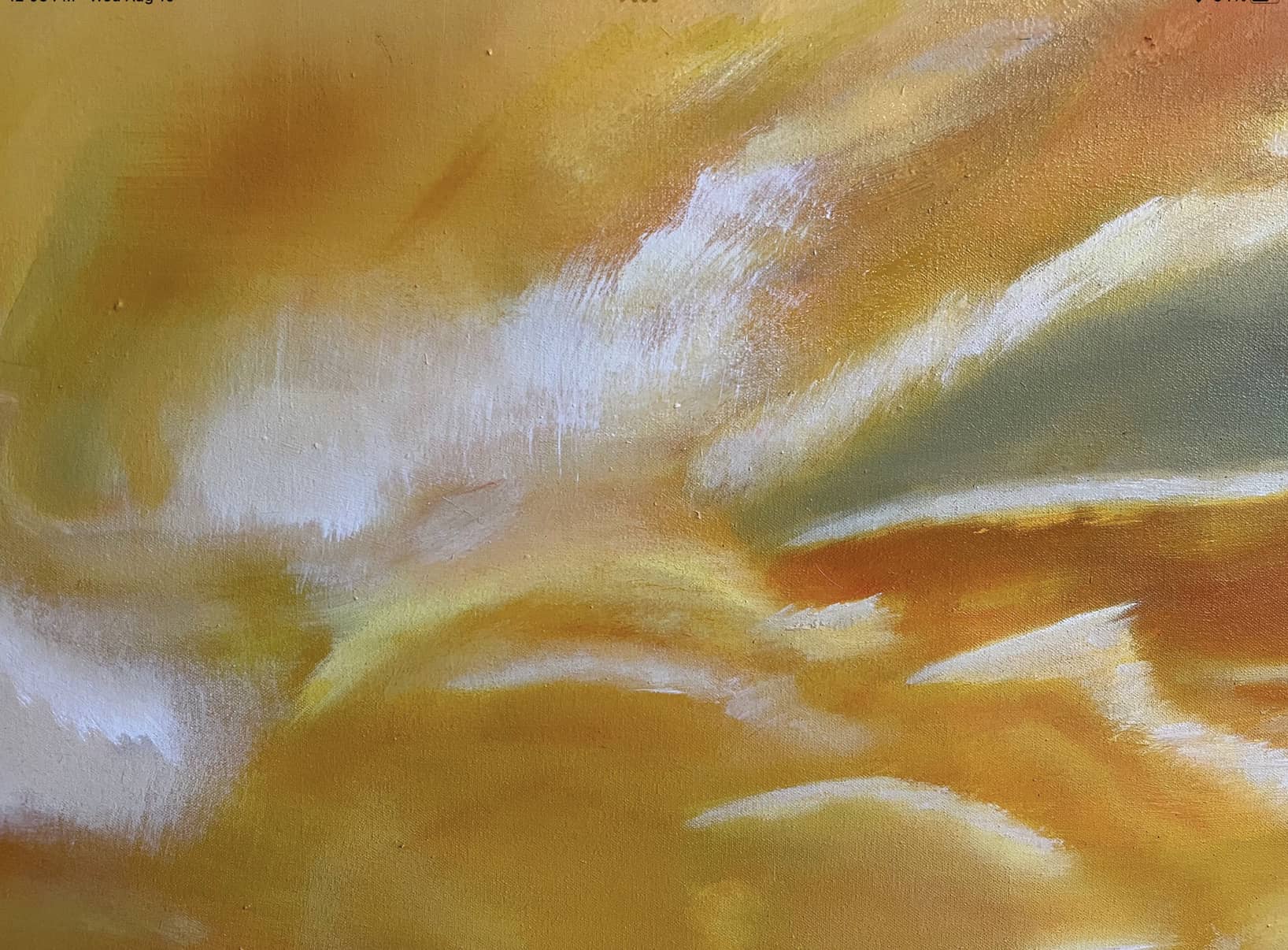  Detail of Abstract Figures in Landscape, Oil Painting #17 showing layered oil paint and brushwork