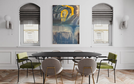 Abstract Figures in Landscape,Oil on Canvas #24 - Laurie Rubell Interior view on a wall 