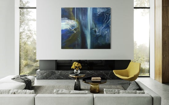 Abstract Figures in Landscape #34 displayed on a wall in a contemporary interior
