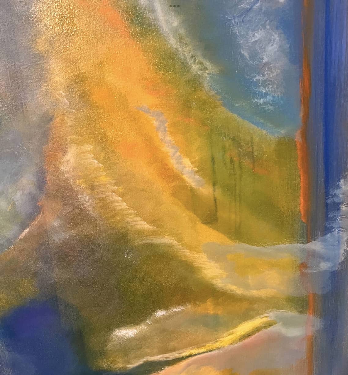 Detail of Abstract Figures in Landscape #35 showing layered oil paint and expressive brushwork