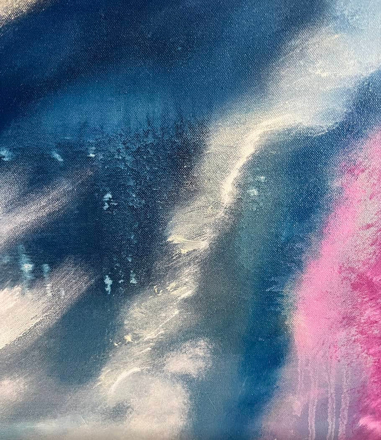    Detail of Abstract Figures in Landscape #38 showing layered color and brushwork