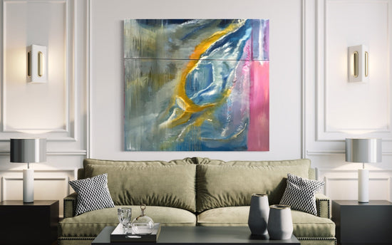     Abstract Figures in Landscape #38 displayed on an interior wall