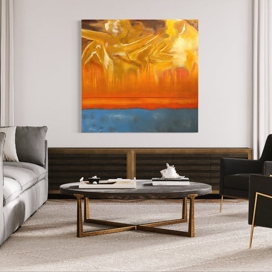 Abstract Figures in Landscape,Oil on Canvas #9 - Laurie Rubell interior view on a wall 