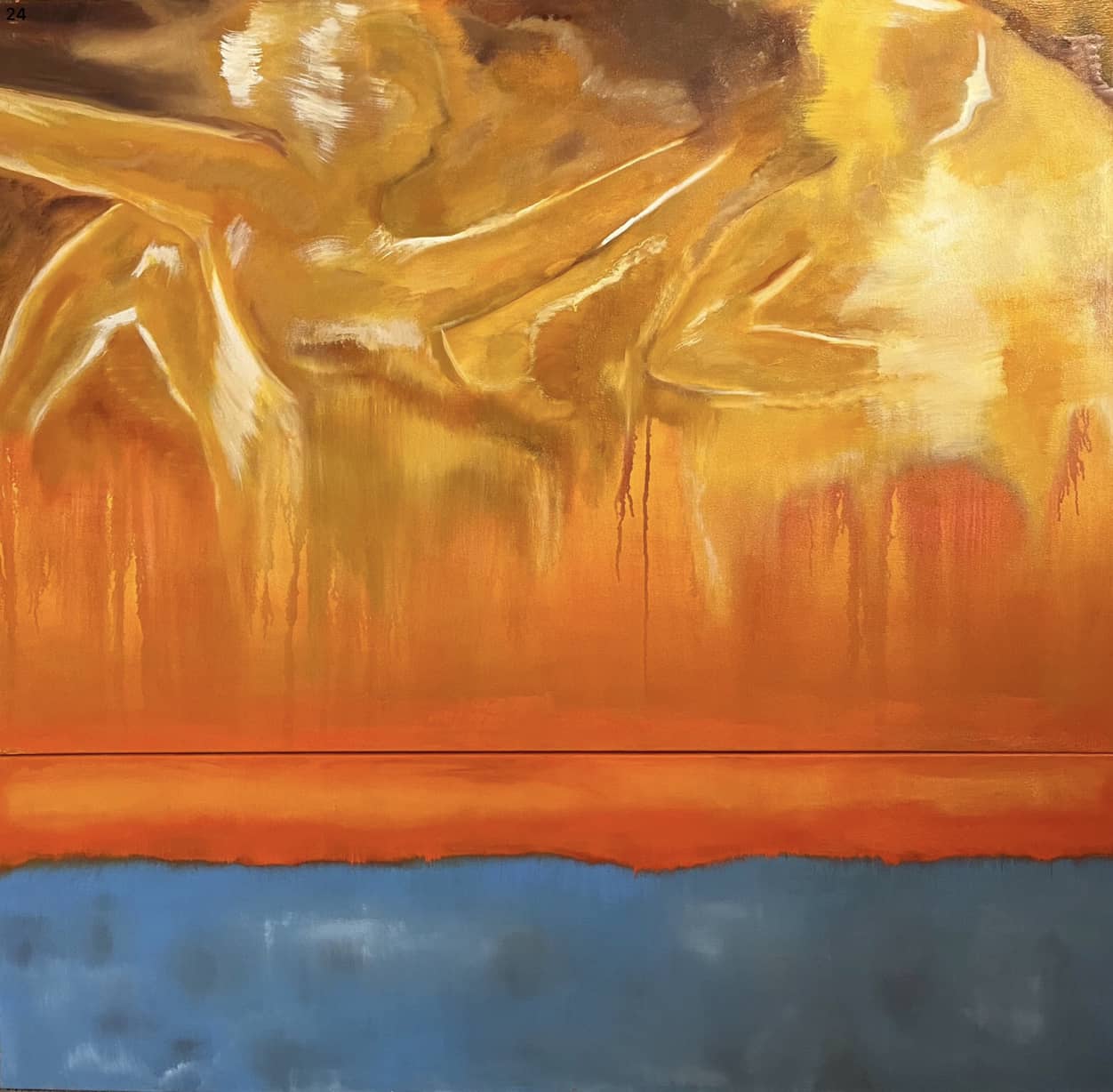  Abstract Figures in Landscape Oil Painting #9 two-canvas diptych by Laurie Rubell