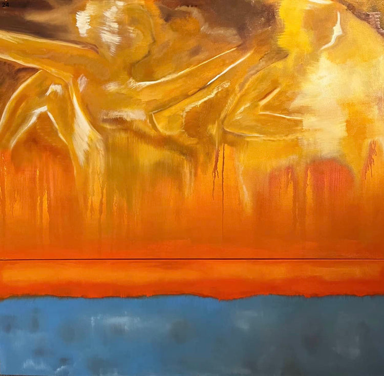  Abstract Figures in Landscape Oil Painting #9 two-canvas diptych by Laurie Rubell