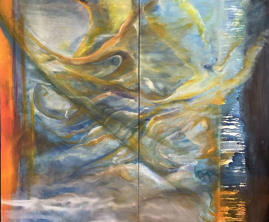Abstract Figures in Landscape oil painting. #29 - Laurie Rubell Abstract Artist 