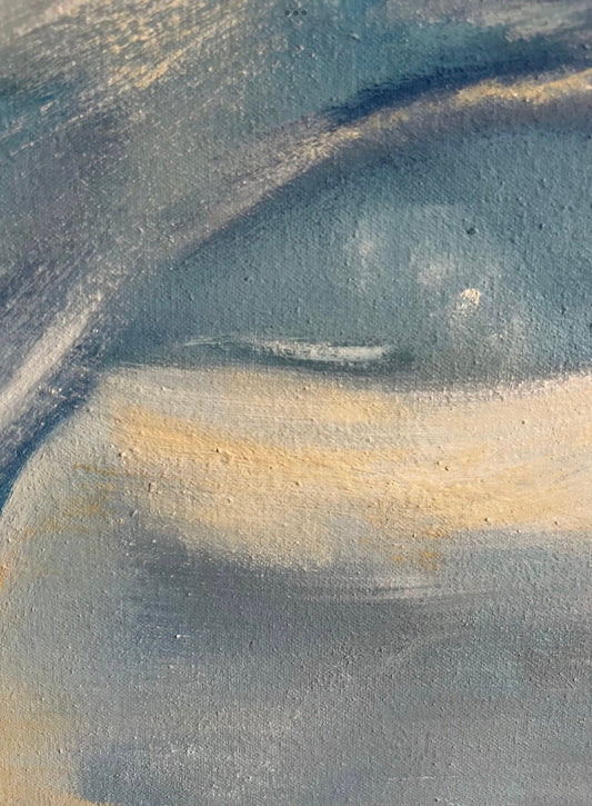     Detail of Abstract Figures in Landscape, Oil Painting #28 showing layered oil paint and brushwork