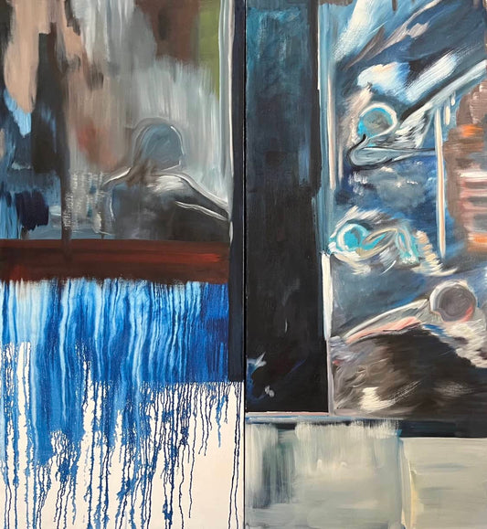 Abstract Figures in Landscape,Oil on Canvas #16 - Laurie Rubell