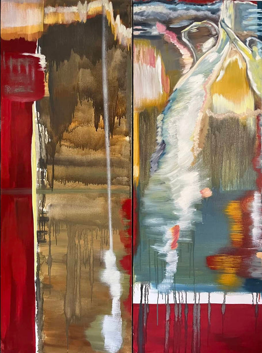 Abstract Figures in Landscape,Oil on Canvas #18 - Laurie Rubell