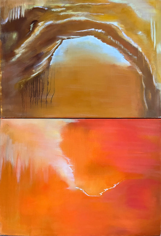 Abstract landscape oil painting on canvas #15 by Laurie Rubell