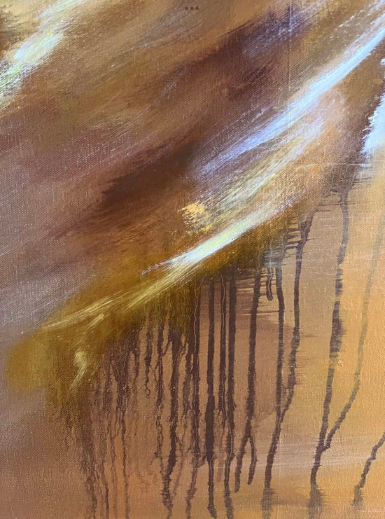 Detail of Abstract Landscape, Oil Painting #15 showing layered oil paint and brushwor