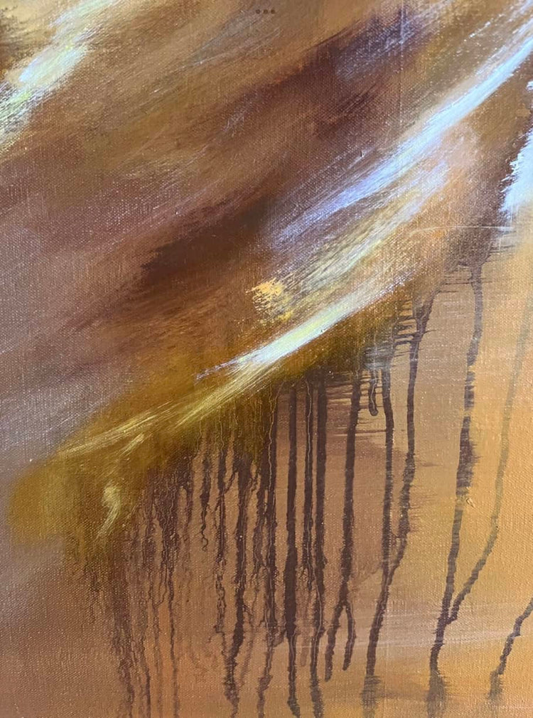 Detail of Abstract Landscape, Oil Painting #15 showing layered oil paint and brushwor