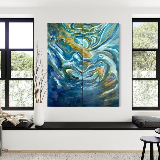 Abstract the warm evening sky - Abstract oil painting-Laurie Rubell-Gallery of abstract art 