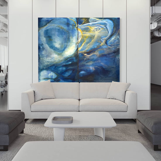 Collapsing the sky,Abstract oil painting - Laurie Rubell interior view on a wall 