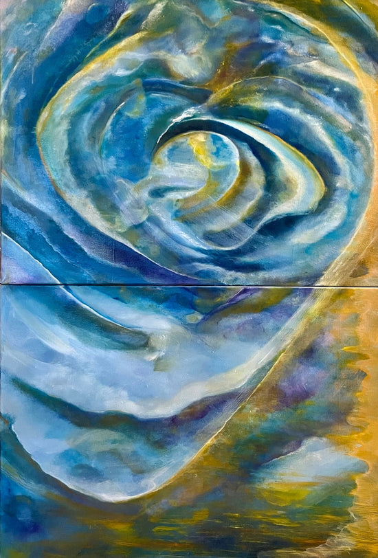 Vivid Color Field – Dawn of the Liquid Sky, abstract oil painting by Laurie Rubell