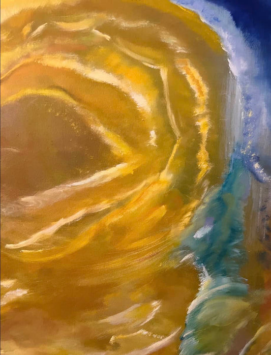Detail of Flag 83 showing layered oil paint, vibrant color and expressive brushwork